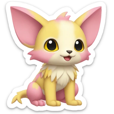 Cute cool beige yellow pink animal hybrid Fakemon full body sticker
