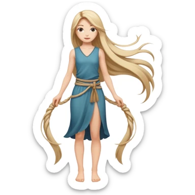 Empowered woman enjoying long tied hairs with full body side photo sticker