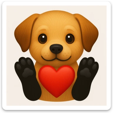 Make the puppy paws black, keep the heart and original style (original style was apple style emojis) sticker