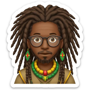 African Tanzanian rastafari warrior with glasses sticker