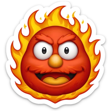 Elmo angry surrounded by fire sticker