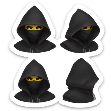 Black hooded cypherpunk wearing mask sticker