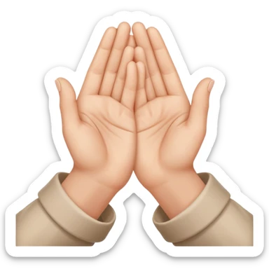 The output image should contain only one emoji.
The emoji should depict two hands gently pressed together in a prayer gesture, with the fingers interlocked tightly and creative way. sticker