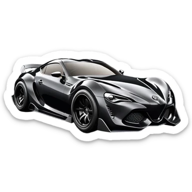  Catwoman’s Venom aerodynamic opulent dark futuristic concept loosely based on 2013 Toyota 86 (flat long straight faceted mechanical body) lightweight stealthy street hot rod drifter  sticker