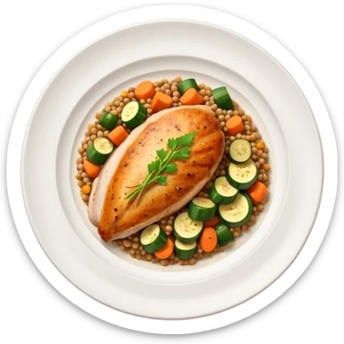 Backed turkey breast with buckwheat and stewed vegetables (zucchini, carrots) sticker