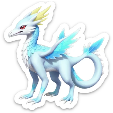 Colorful scaly flurry neon shimmering glimmering shiny bioluminescent translucent luminescent neon pastel bright pale Latias-Sergal-Vernid-Lombax-Renamon-Zeraora-Bastet-Fakémon-hybrid-fusion-creature, full body sticker