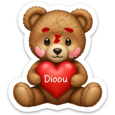 Teddy bear with a heart in her arms and write Didou in it sticker