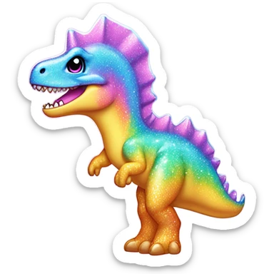 Lisa frank glitter pretty water dinosaur with fins sticker
