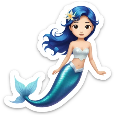 A-line mermaid wedding dress Asian girl sticker