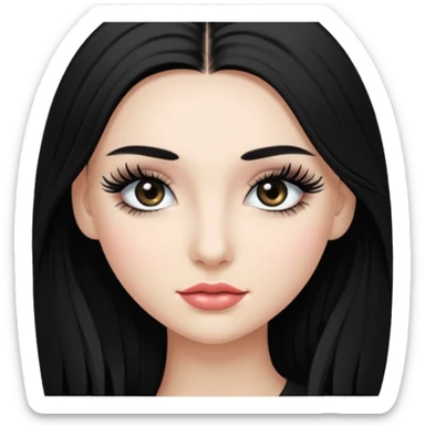 ragazza truccata con le ciglia finte con i capelli neri lunghi sticker