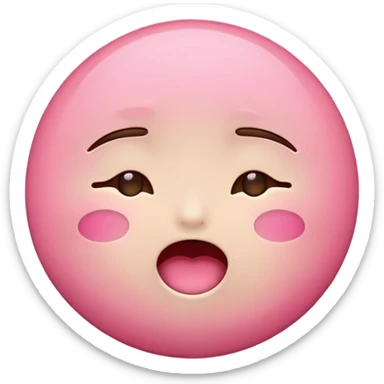 A circular emoji with kawaii pink face with eyes closed and mouth open in excitement  sticker