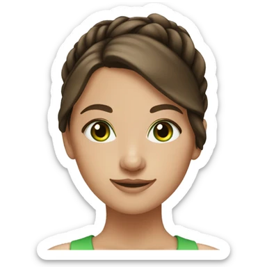 Brunette girl with bun brown hair green eyes sticker