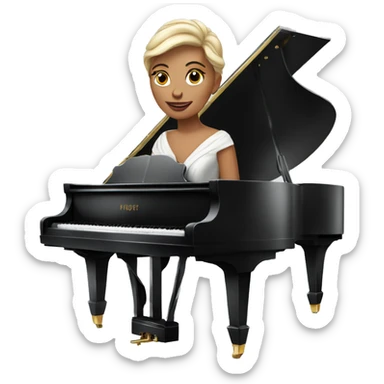 elegant lady in a classy dress playing the grand piano sticker