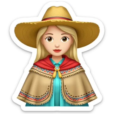 woman with fashion pancho no hat sticker
