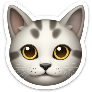 a round-faced cat with a grey beehive and no pattern all over sticker