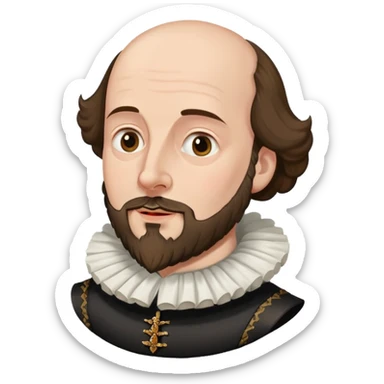 William Shakespeare with beard and balding head wearing a ruff collar sticker