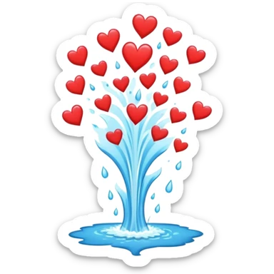 waterfall pouring a bunch of hearts sticker