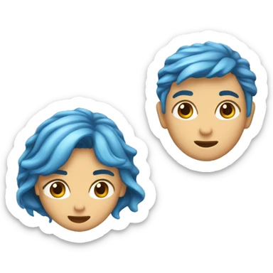 Criar um emoji do busto de uma criança loira de olhos azuis esverdeados, com uma pequena falha no cabelo que é penteado para esquerda sticker