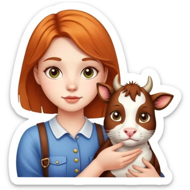 Beautiful girl holding a cow cat sticker