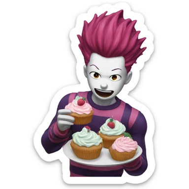 hisoka eating cupcakes  sticker
