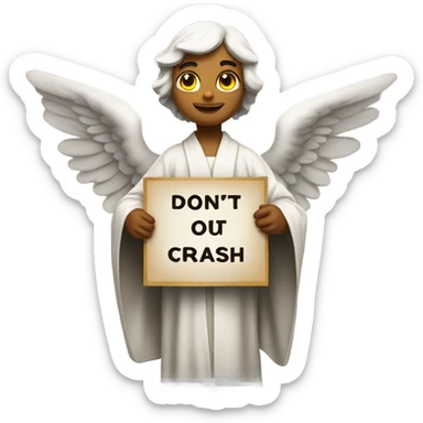 An angel holding a sign that says don’t crash out sticker