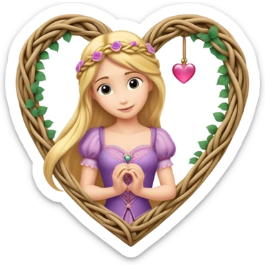 Corazón decorado con cosas de la princesa rapunzel sticker