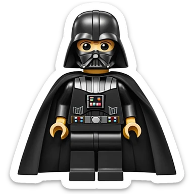 Darth Vader as a LEGO minifigure standing with cape sticker