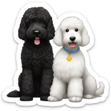 Black goldendoodle and tall white poodle best friends sticker