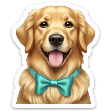 Golden retriever head wearing bows sticker