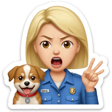 a karen mom yelling at somebody that wont take their dog out and is showing her badge but its fake sticker