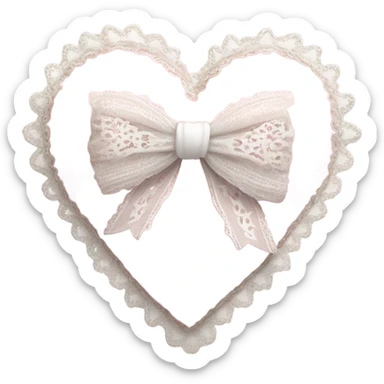 highly detailed rococo Pastel pink heart with white bow with lace and frills  sticker