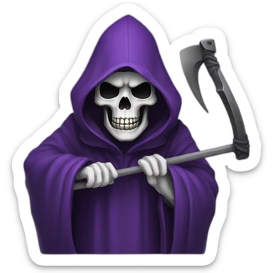 Purple grim reaper with scythe sticker