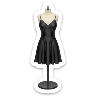 Strappy short black dress made of silk on a headless mannequin  sticker