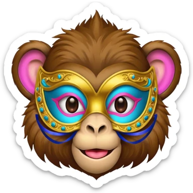 a monkey wearing masquerade sticker