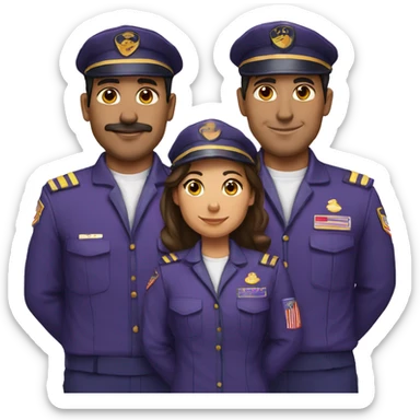 2 latino pilots one man and other woman wearing purpure uniform sticker