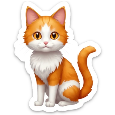 full body of tiny + skinny ginger and white cat with deep orange eyes sticker