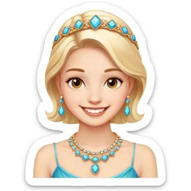 smiling girl with jewelry sticker