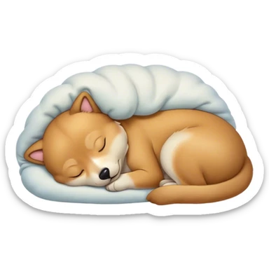 Meme-Worthy Cute Sleeping Domestic Dog Portrait Emoji, Head resting peacefully with a contented smile, showcasing a delightfully cuddly build and a luxuriously soft coat, eyes gently closed in serene, restful slumber, Simplified yet hilariously adorable features, highly detailed, glowing with a soft, drowsy light, high shine, relaxed and utterly lovable, stylized with an air of playful laziness, soft glowing outline, capturing the essence of a sleeping dog that feels destined to become the next viral sensation of adorable rest! sticker