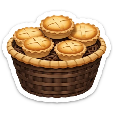 Dark Brown wicker basket with pies sticker