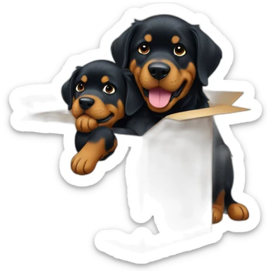 A Rottweiller hugging à golden retriever in box sticker
