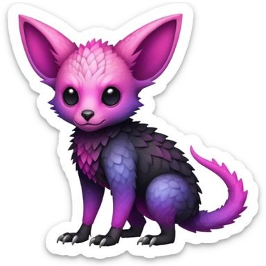 Cool Edgy Black-pink-purple-gradient badass Trico-animal-creature full body sticker
