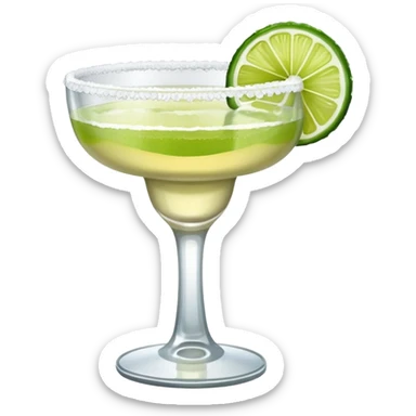 Margarita – glass with salted rim, lime wedge sticker