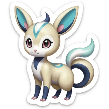 Colorful Skilled Adept Graceful Asian Painted Meloetta-Minccino-Absol-Emolga-Pachirisu-fusion-hybrid-creature (full body) sticker