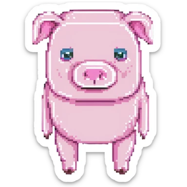 minecraft pig full body pink blocky animal square head square body sticker