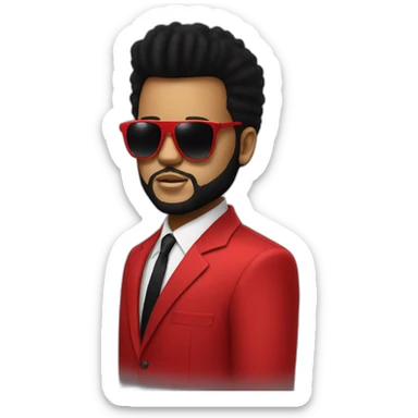The weeknd in his Red suit with sunglasses sticker