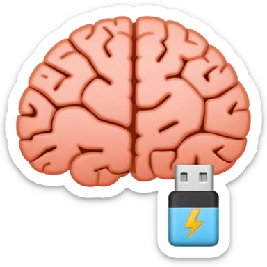 brain emoji with a low battery logo sticker