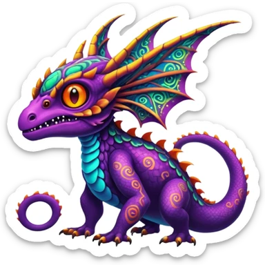 An exotic neon colorful unique bizarre eccentric Fakémon-creature sticker