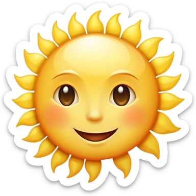 a really bright  big sun and a small moon who shines because of it. the sun is bigger and the tiny \moon bright too beside it smiling sticker