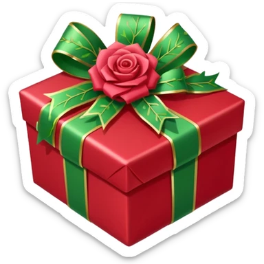 christmas gift with mistletoe magic color and peppermint rose color bow sticker