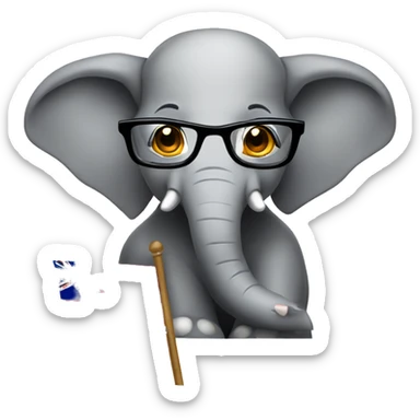 Diligent Elephant wearing glasses and holding a Thai flag. sticker